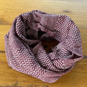 Burgundy and White Patterned Infinity Scarf - OS